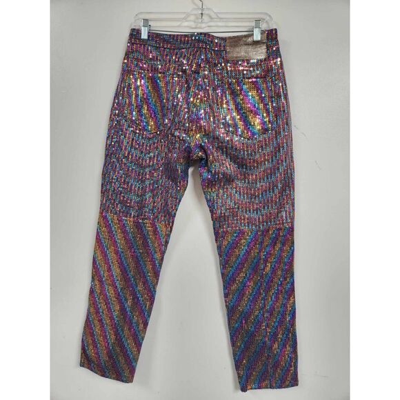Free People RAINBOW SEQUIN BANDITS RELAXED JEANS Size Size 26 - Picture 7 of 9